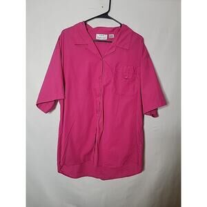 Laura Katherine Pink Short Sleeve Casual Button Up Shirt Women's Plus Size 18W